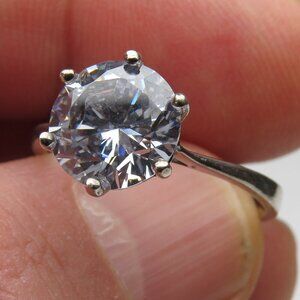 *925 Sterling Silver Diamond Engagement Ring